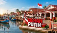 Ilustrasi Kampung Nelayan Merah Putih (KNMP), program pengembangan kawasan pesisir yang menyasar 8 titik di Kabupaten Bangka Selatan dengan alokasi anggaran pusat lebih dari Rp50 miliar pada tahun 2026. (Gambar: Ilustrasi AI/ChatGPT).