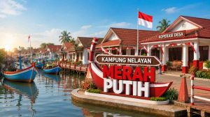Ilustrasi Kampung Nelayan Merah Putih (KNMP), program pengembangan kawasan pesisir yang menyasar 8 titik di Kabupaten Bangka Selatan dengan alokasi anggaran pusat lebih dari Rp50 miliar pada tahun 2026. (Gambar: Ilustrasi AI/ChatGPT).